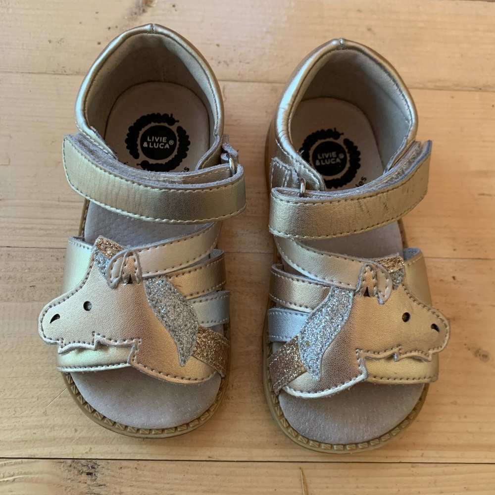Livie & Luca gold unicorn sandals
